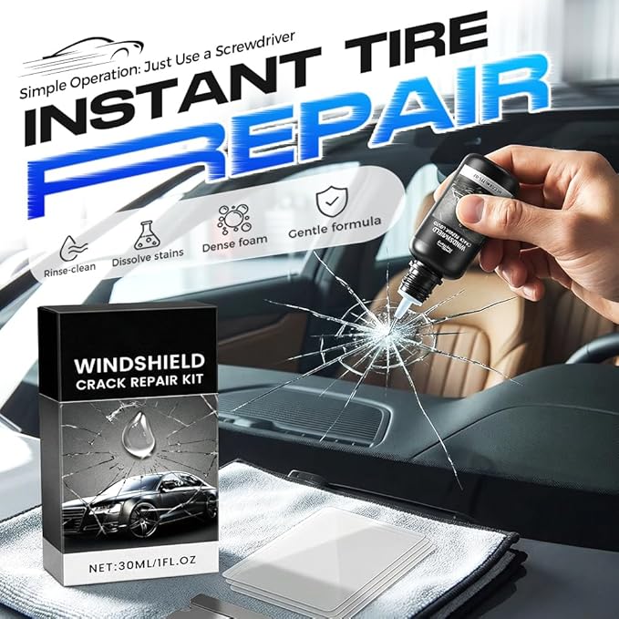 Windshield Crack Repair Kit, Windshield Repair Kit, Windshield Repair Liquid for Cracks, Car Window Repair Kit for Glasses, Mirrors (1Pcs)