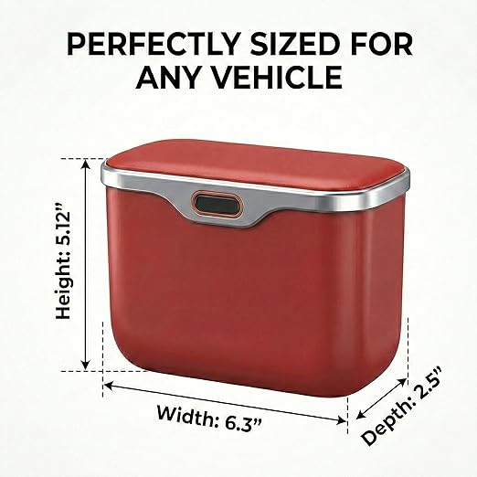 Car Trash Can with Lid - Leakproof Hanging Car Garbage Bin for Door & Seat Back - Waterproof Auto Trash Bag & Multifunctional Storage Organizer for SUV, Truck, Sedan (Red)