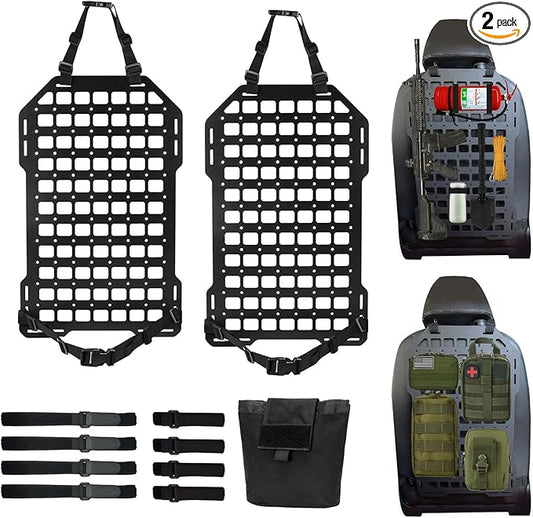 Tactical Car Seat Back Organizer, Molle Panel for Truck, ABS Engineering Material Molle Seat Back Organizer with 1 Molle Pouch for Easy Storage and Accessories Management