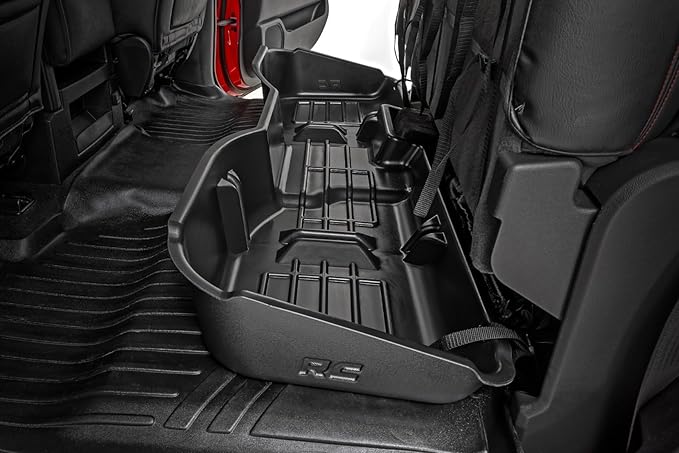Rough Country Under Seat Storage for Chevy Silverado 1500 (2014-2018) & 2500HD/3500HD (2015-2019) Crew Cab - Custom-Fit Under Seat Truck Storage