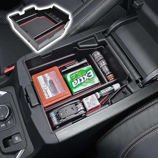 RUNROAD Center Console Organizer Tray Compatible with Chevy Traverse 2018-2021 2022 2023 Accessories, Insert Secondary Storage Box ABS Material Armrest Tray Red
