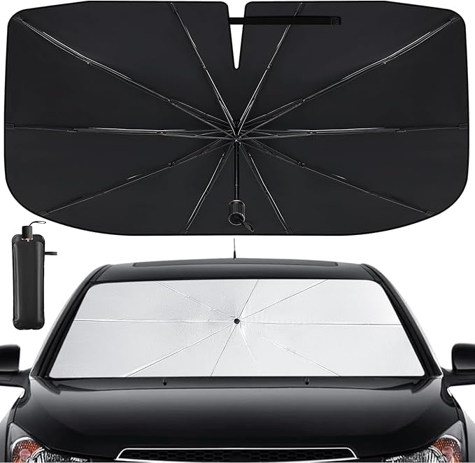 Windshield Sun Shade Umbrella - Car Sun Shade Windshield, Foldable Car Window Shades, Reflector Sunshade Offers Ultimate Sun Protection for Hatchback, Truck, SUV, MPV