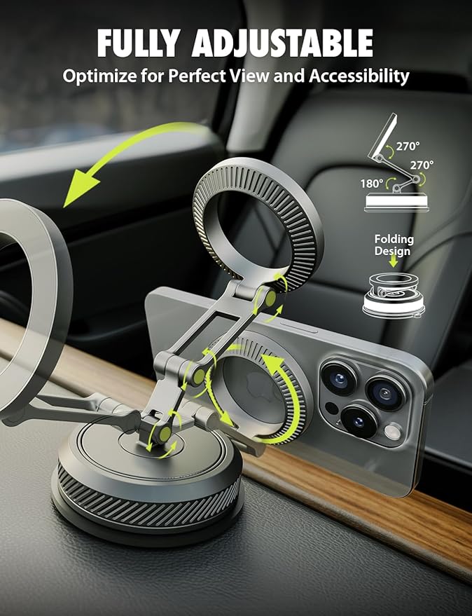 Bracketron MagAlign AIR Magnetic Suction Cup Car Phone Mount – 3-in-1 Dash, Window & Display Mount with Ultra Strong Magnets, MagSafe Phone Holders for Your Car for iPhone 17 16 15 14 13 12