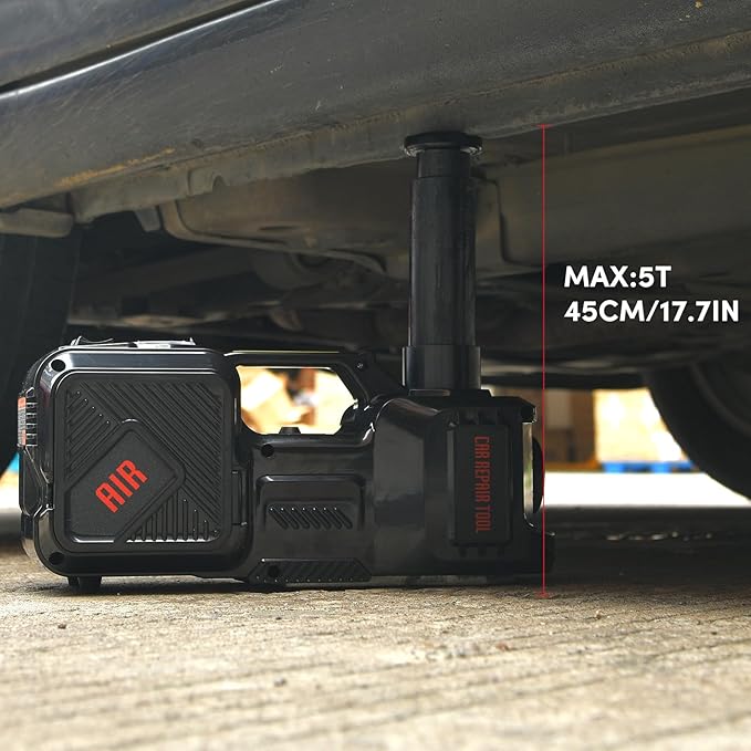 Electric Jack BENYAN 5 Ton Car Floor Jack Kit with Inflator Pump | 12V Portable Car Hydraulic Jack with LED Light for SUV MPV Sedan | Lifting Height Range 6 to 17.7 Inch Black