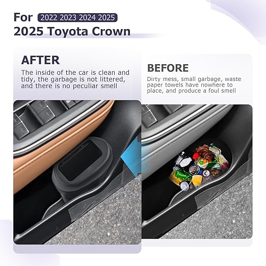 LUWU Car Trash Can Compatible with 2022-2025 Toyota Crown - Interior Accessory with Lid, Portable Mini Dustbin, Leak-Proof Garbage Bin 2PCS