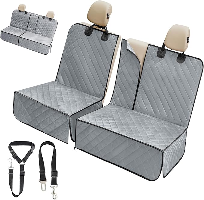 IVY&LANE Dog Car Seat Cover for Back Seat,Conversible 2-in-1 Waterproof Front Seat Cover,Heavy-Duty & Scratchproof Car Seat Protector Cover for SUVs, Trucks and Sedans(Standard,Grey)