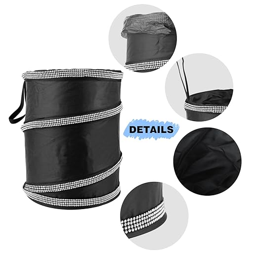eing Car Trash Can, Portable Garbage Bin with Bling Diamonds, Collapsible Pop-up Water Proof Bag, Waste Basket Bin, Rubbish Bin (1 Pack, White)