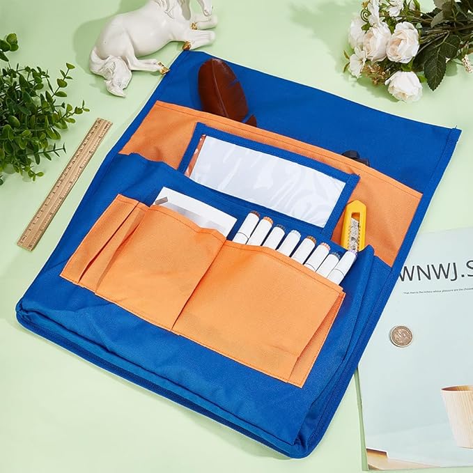 CRASPIRE Classroom Chair Pockets 15.66 x 18.18 inch Orange Chairback Buddy Pocket Chart Desk Buddy Pocket Organizer with Label Slot for School Home Classroom Preschool Daycare