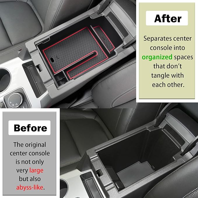 RUNROAD Upgraded Center Console Organizer Tray Compatible with Chevy Blazer 2026 2025 2024 2023 2022 2021 2020 2019 Accessories, ABS Materials Secondary Storage Box Insert Armrest Console Tray, Red