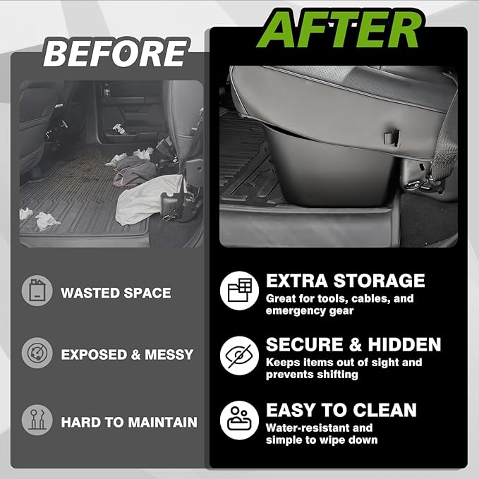 VaultsOnWheels Under Seat Storage Box Fit for Ford F150 2015-2026 SuperCrew/Crew Cab & F250 F350 F450 2017-2026 SuperDuty Accessories, Console Organizer Truck Tool Box Detachable Underseat Organizer
