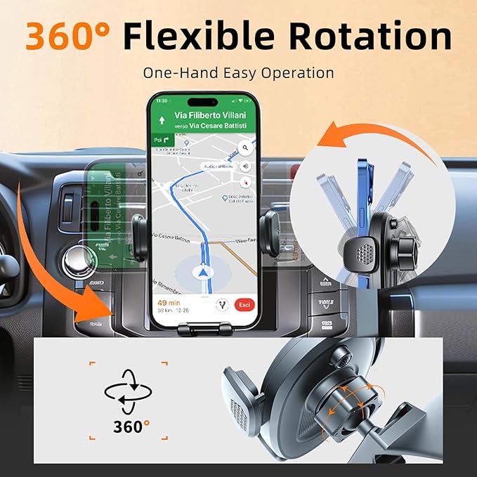 Phone Mount for Toyota 4Runner (2010–2024 5th Gen), 360° Adjustable Dashboard Phone Holder, Hands-Free Car Smartphone Mount for iPhone, Google & Android, Toyota 4Runner Interior Accessories, Black