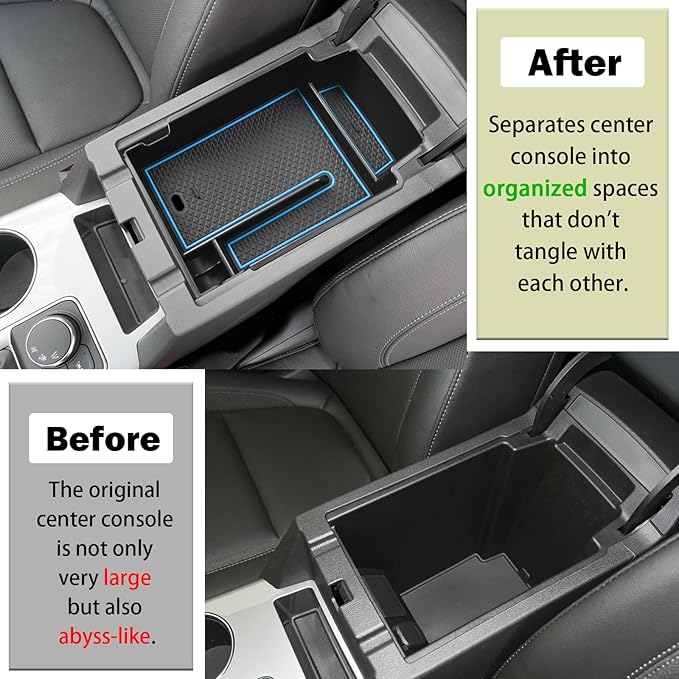 RUNROAD Upgraded Center Console Organizer Tray Compatible with Chevy Blazer 2026 2025 2024 2023 2022 2021 2020 2019 Accessories, ABS Materials Secondary Storage Box Insert Armrest Console Tray, Blue