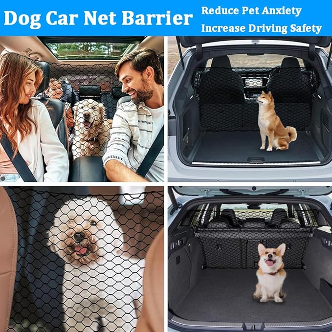 Dog Car Barrier for Mini 2-Doors/Cooper, Cooper S, Cooper SE, Dual Layer Thickened Durable Car Dog Barrier Net for Trunk and Rear Seat Travel Accessories