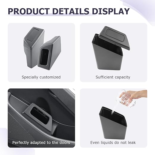 LUWU Car Trash Can Compatible With Toyota Corolla Cross 2022-2025 - Interior Accessory With Lid, Portable Mini Dustbin, Leak-Proof Garbage Bin 2PCS