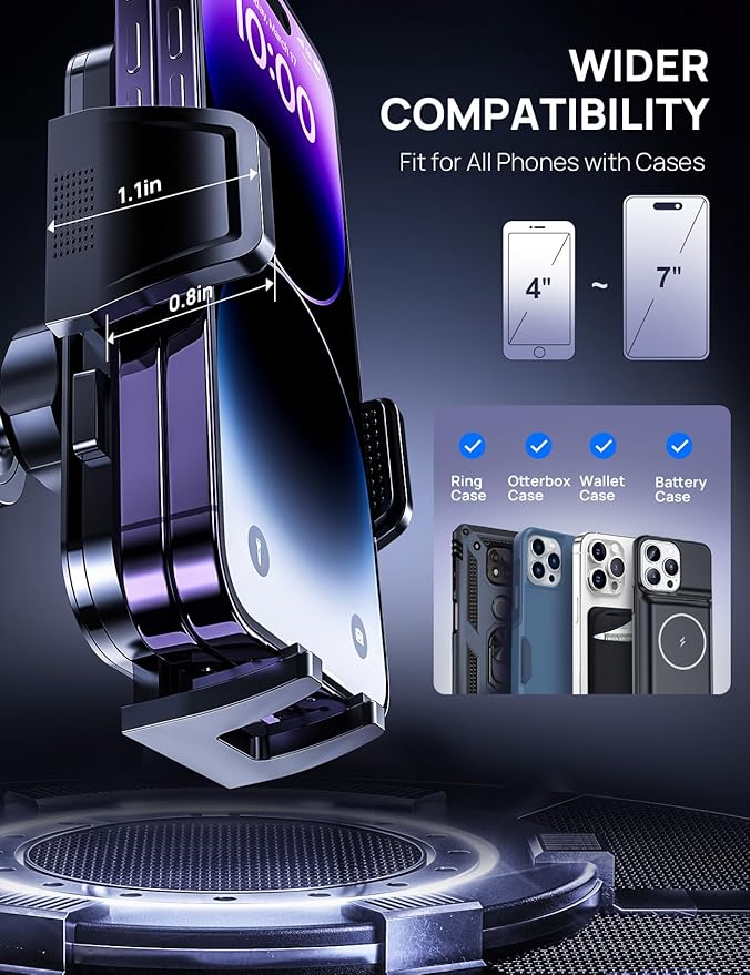 [2026 New] Car Vent Phone Mount, [Upgrade Hook Clip Never Shake] Adjustable 360 Rotation Vent Clip Car Phone Holder Mount, Big Phone & Thick Case Friendly Fit for All iPhone, Samsung & Cell Phone