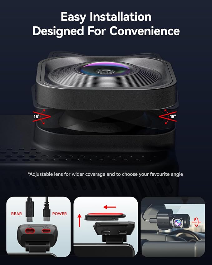 REDTIGER ViewClear 70 4K+2.5K Dash Cam Front and Rear, 8MP STARVIS 2 IMX678 x Noctura™ Sensor, Dual HDR Hyper Night Clarity, 5.8GHz WiFi 6, 30MB/S Fast Download, Dash Camera with 24H Parking Monitor