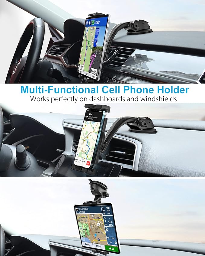 woleyi Car Dashboard Tablet Mount, Dash Tablet Holder for Car with Strong Sticky Gel Suction Cup, Compatible with iPad Pro Air Mini, Galaxy Tabs, Z Fold, Fire HD, iPhone and More 4.7-11" Devices