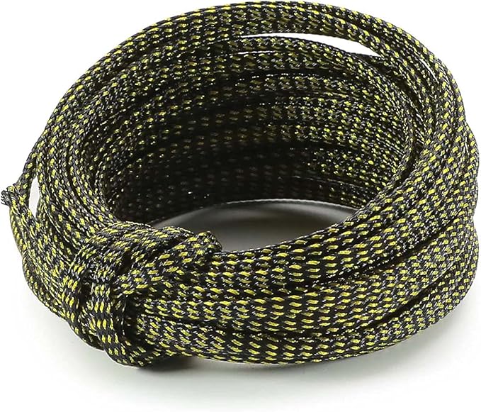 Aicosineg Cable Sleeve Braided Sleeving PET Wire Loom Tubing Cable 32.81ft-1/6inch Wrap Protector for HiFi Audio and Video Headphone Cable Protect Wires from Chewing of Pets Black and Gold