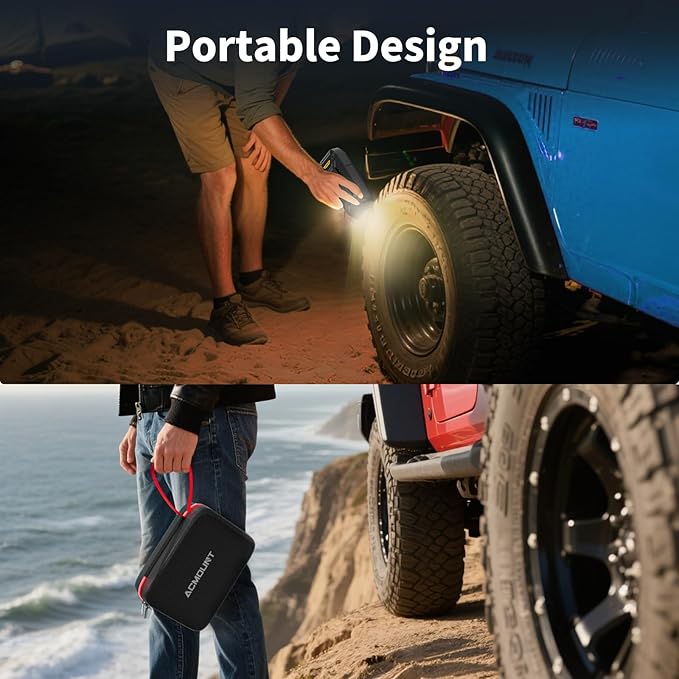 Acmount P120 Car Battery Jump Starter Portable, 7000A 12V Car Jumper Starter with Jump Box (All Gas/10.0L Diesel), LCD Display, USB Quick Charge & LED Light, Ultimate Durable Battery Jump Pack