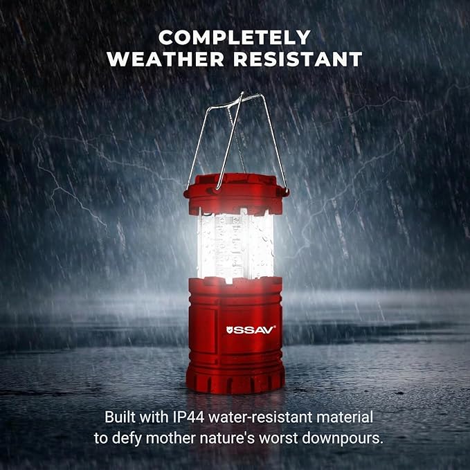 2 Pack LED Camping Lantern, LED Lanterns, Suitable Survival Kits for Hurricane, Emergency Light for Storm, Outages, Outdoor Portable Lanterns, Red, Collapsible | Batteries Included