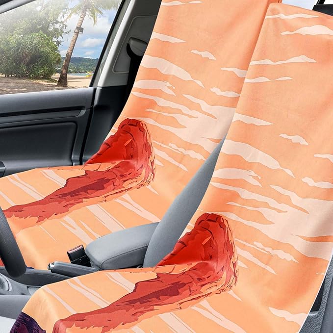 Hahafelt 2 Pack Car Seat Towel Covers with Storage Bag 63 x 32 Inch Athletic Running Towel Seat Sweat Washable Non Slip Cover Gift for Car Outdoor Sport Activities (Arch)