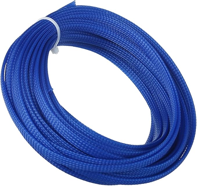 Aicosineg 32.81ft PET Flexible Braided Cable Sleeve 0.25inch Width Wire Loom Sleeving and Organizer Flexible Wire Mesh Sleeve Wrap Protector for TV Audio PC Cords from Pets Chewing Blue
