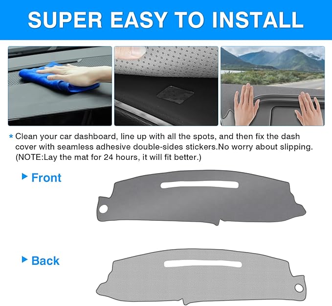Autorder Gray Dashboard Cover Mat for 1997-2000 Chevy Chevrolet Silverado/GMC Sierra C1500/2500/3500 K1500/2500/3500, 1997-1999 GMC Yukon/Chevy Tahoe Accessories Dash Cover Polyester Dash Mat