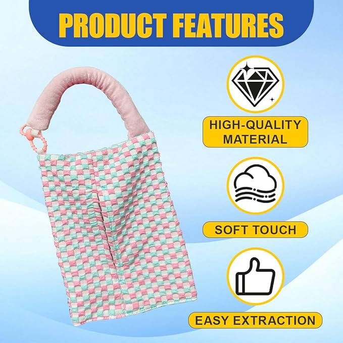 Car Tissue Holder, Checkered Pattern Car Backseat Napkin Holder, Rectangular Canvas Hanging Auto Tissues Box, Universal Vehicle Storage Organizer Accessory for Phone, Small Items (Blue)