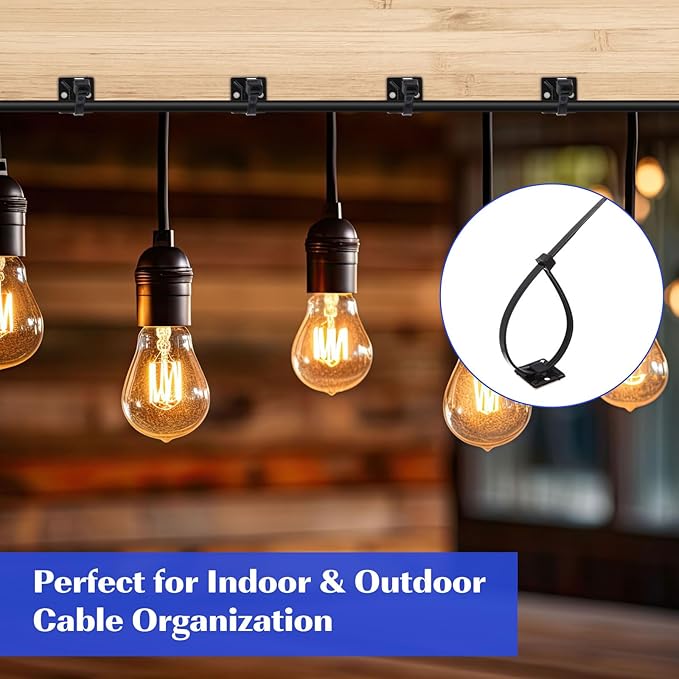 500 Pcs 3/4 Inch Black Self Adhesive Cable Zip Tie Mounts Wires Zip Tie Mounting Base Holders Management Anchors Organizer Holders for Indoor & Outdoor Cable Organization