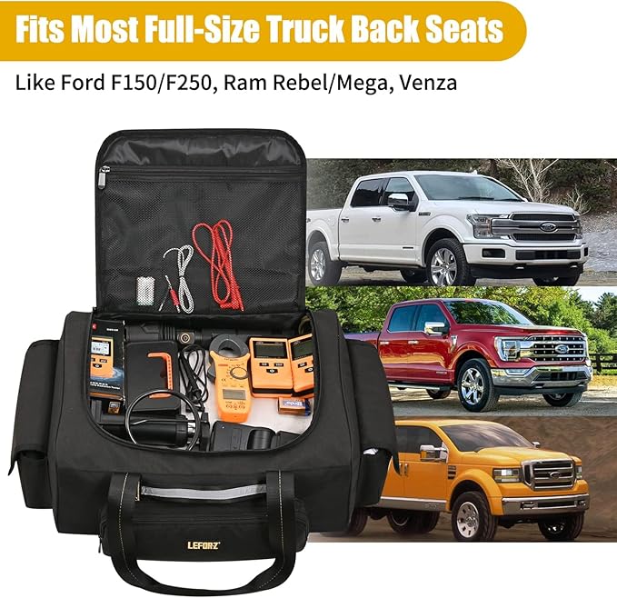 Under Seat Storage Bag Compatible with SuperCrew Cab,Truck Underseat Organizers and Storage with Removable Divider and Anti-slip Bottom 6 Pockets Underseat Tool Box Fits for Crew Cab(Full Size Trucks)
