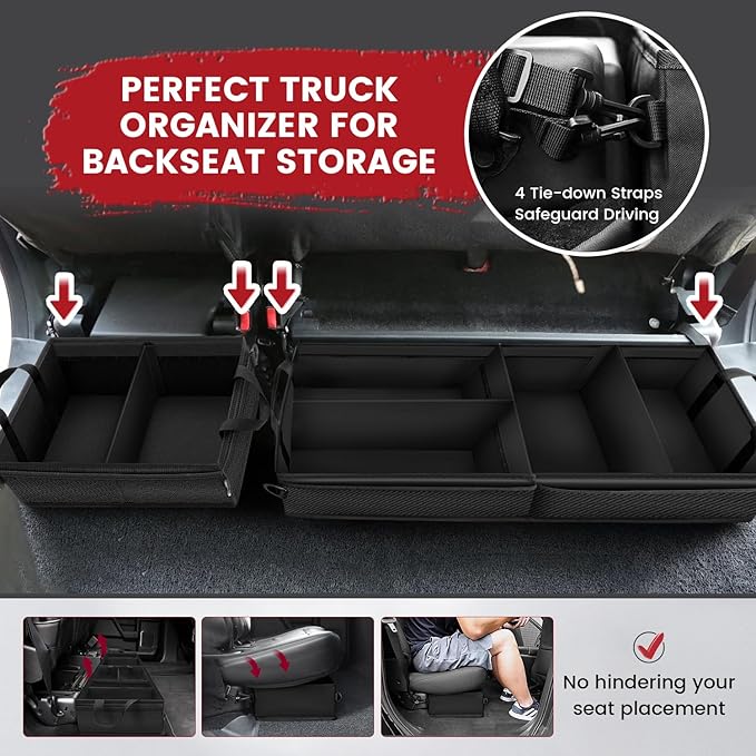Truck Under Bench Seat Storage with Removable Divider for Ford F150, Chevy Silverado Under the Seat Organizer and Underseat Storage Accessories,2pc
