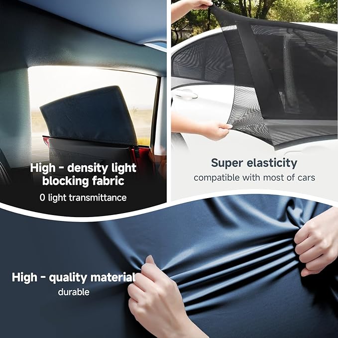 DMJN Car Window Shades for Baby (100% Efficient Block UV & Scorching Sun) Car Privacy Shades for Side Windows,Easy to Install,Nano Ice-Crystal Coatings-Universal Fit (Large),2 Pack