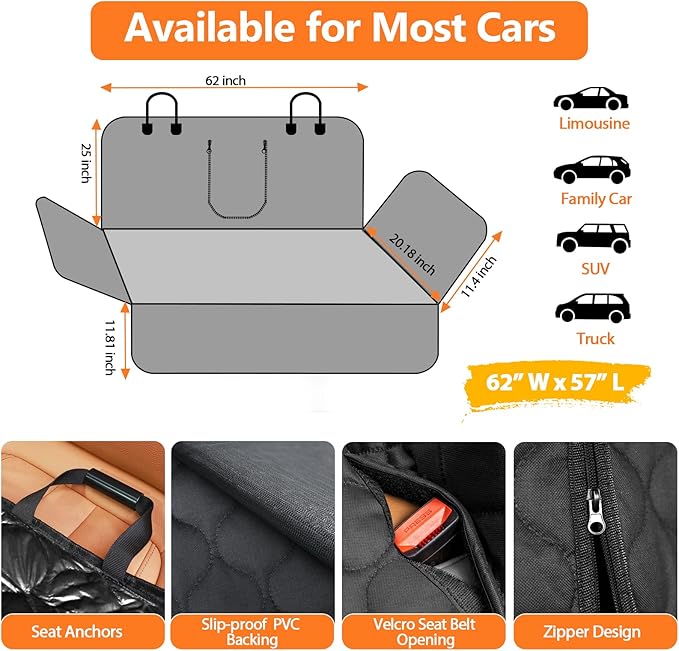 URPOWER Dog Car Seat Cover for Back Seat - Waterproof Car Seat Protector for Child Carseat & Pets, Nonslip Car Seat Covers for Full Size SUVs & Trucks