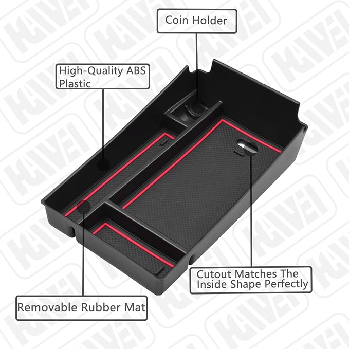 HGWEI Center Console Organizer Tray Compatible with Honda HRV 2023 2024 2025 2026 Accessories, Armrest Storage Box for HRV EX/EX-L/LX/SE/Sport/Touring, Red Trim