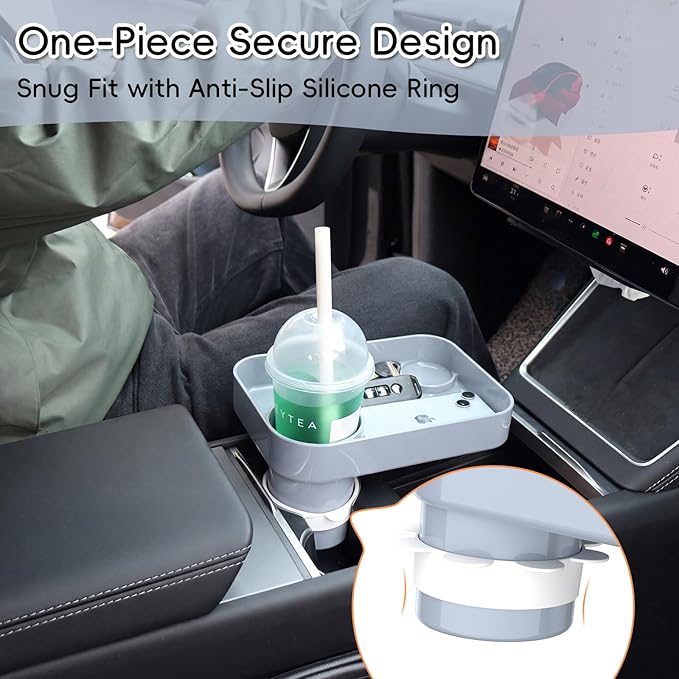 Kids Car Seat Tray, Travel Tray with Cup Holder for Toddler Baby, Kids Car Seat Food Snack Organizer for Road Trip, Stroller Snack Organizer Travel Must Haves Toddler Must Haves (Light Gray, 1 Pack)