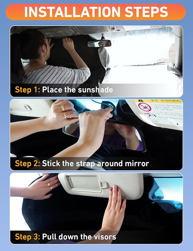 Econour Windshield Sun Shade Compatible for Jeep Wrangler & Gladiator 2018-2024 2025 2026, Sun Visor for Front Windshield & Window Sun Shade Cover, UV Heat Blocker & Protector, Car Accessories