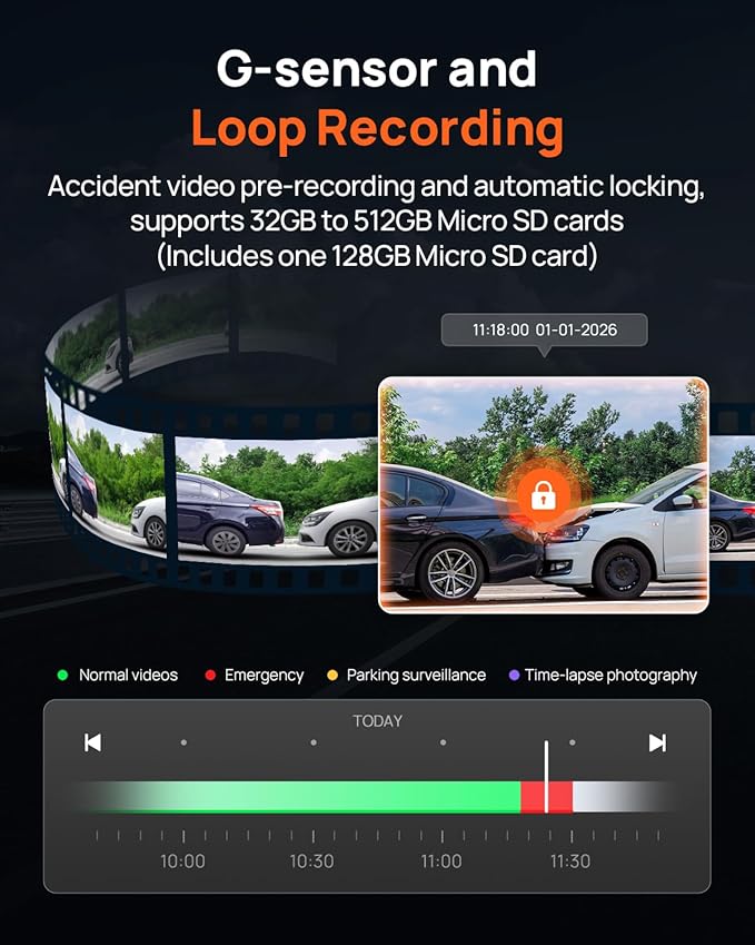 70mai A810S 4K Dual Dash Cam Front & Rear, STARVIS 2 HDR Super Night Vision, AI Motion Detection & 24/7 Parking, Built-in GPS, Wi-Fi & Optional 4G Remote Viewing, ADAS, Loop Recording, Time-Lapse