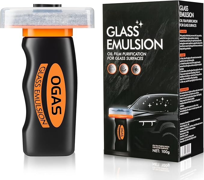 Glass Emulsion Cleaner,Car Oil Film Cleaner,Handle Oil Film Remover&Windshield Cleaner For Cars Window, Glass Emulsion, Crystal Clear View