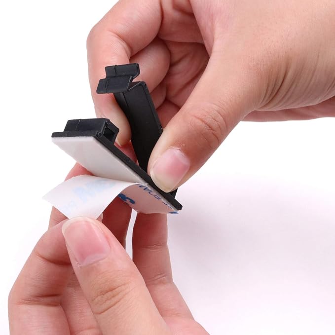 Cable Clips White with 3M Adhesive, Multipurpose Small Wire Clamps for Cable Management and Cable Runs - 50 Pack Black Bundled with 10 Reusable Cable Ties, Screws Included for Permanent Mounting