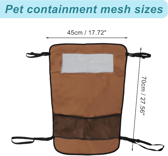 Dog Car Net Barrier, Mesh Design for Air Flow, Sturdy Material Dog Car Net Barrier, for Trucks SUV Vehicle, Brown