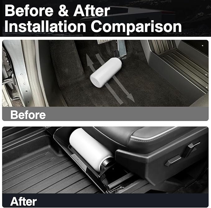 Front Under Seat Storage Box Compatible with Tesla Cybertruck 2026 2025 2024, Under Seat Organizer with Silicone Pad for Cybertruck Accessories