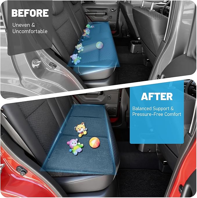 JZHLLA Car Seat Wedge Cushion 3Pcs, Comfortable Car Back Seat Gap Filler to Level Car Backseat, Automotive Foam Wedge Pad for Travel Truck Camping Office & Napping, Black