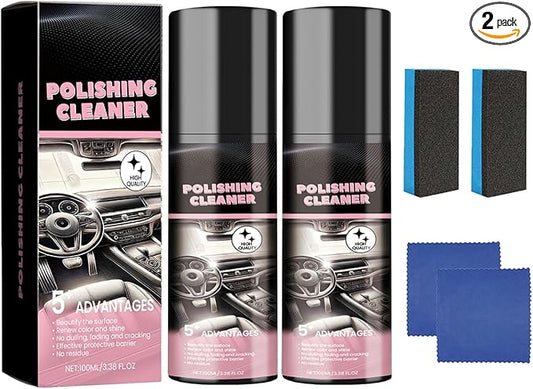 Car Interior Cleaner, Polishing Cleaner Detailer Spray for Vehicle Detailing, Total Vehicle Interior Detailer Spray Rejuvenation, 100ml Multi-Purpose Cleaner (2Pcs)