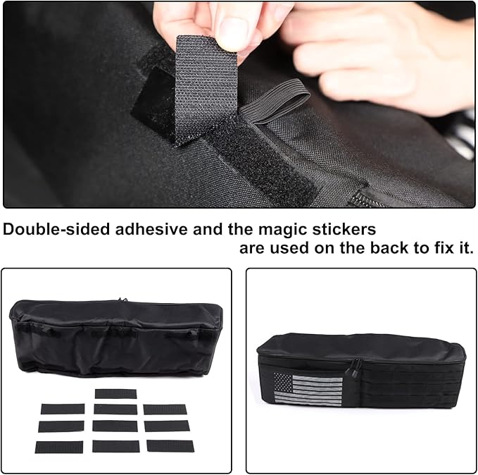 Aunginsy 2PCS Trunk Organizer Compatible with Toyota FJ Cruiser 2007-2021+, Car Left & Right Side Trunk Storage Bags Backseat Hanging Storage Multi-Compartment Accessories, With USA Flag Pattern