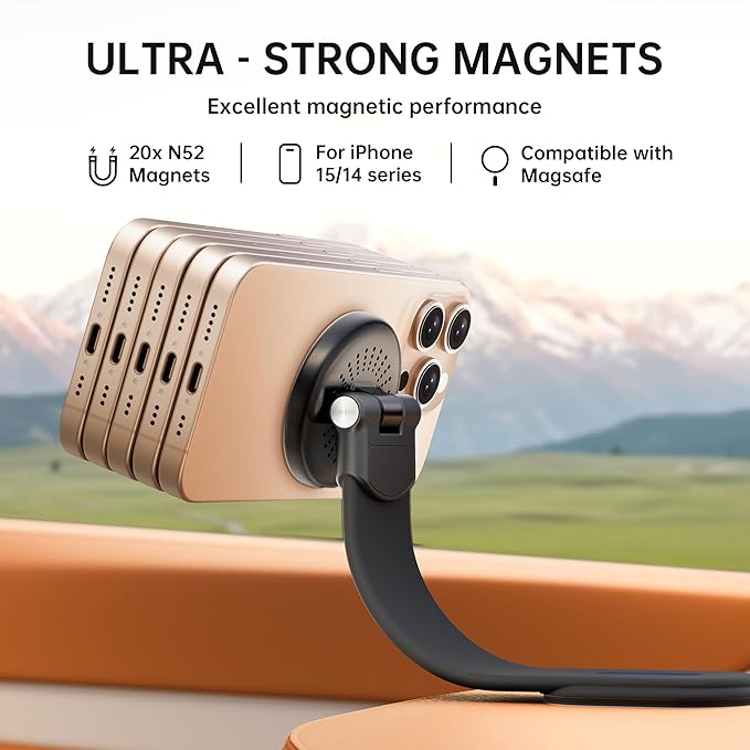 GUSGU Mount3 Magnetic Car Phone Holder Charger, 15W Fast Charging for Magsafe Car Mount Charger, Universal for All Car Models, Compatible with iPhone 16/15/14/13/12 and All Other Phone Models.