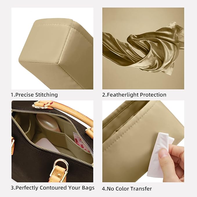 DGAZ Silk Purse Organizer Insert Fits LV Speedy 16/20/25/30/35/40/45 bags，Silky Smooth Bag Organizer，Luxury Handbag & Tote Shaper(S2 trench,SP20)