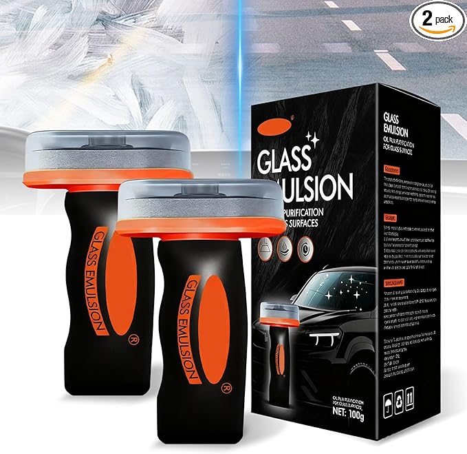 Glass Oil Film Remover for Car, Glass Guard, Glass Emulsion Cleaner, Oil Film Remover & Windshield Cleaner For Cars Window, Improve Windshield Clarity for Safe Driving, 2pcs