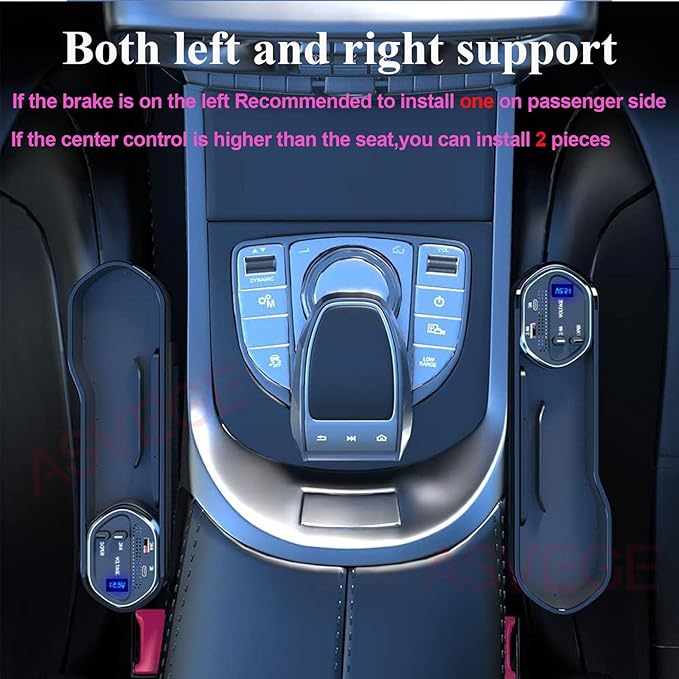 Universal Car Seat Gap Filler Organizer,Storage Box with Cup Holder Dual USB ports,2 Charging Cables and Wireless Charger,Cigarette Lighter,Car Front Seat Box for Multifunctional Car Interior Access