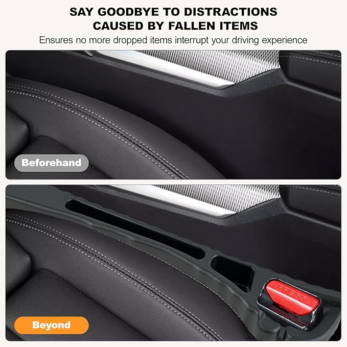 PARAROSE 2PCS Car Seat Gap Filler, Seat Gap Filler for Cars SUV Trucks, Car Essentials, Effectively Prevent Things from Falling Off (Universal, Black)