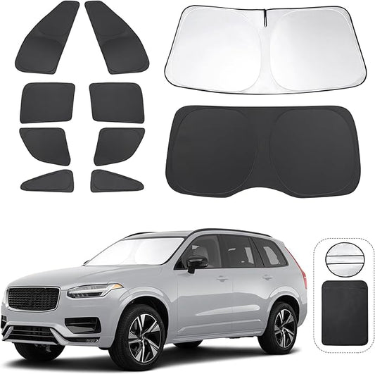 TINGLU Window Shades for Volvo XC90 2016-2025 2026 Accessories Car Side Full Windows Rear Triangular Windshield Sun Shade Sun UV Rays & Privacy Protection for Camping,Napping,and Relaxing 10PCS